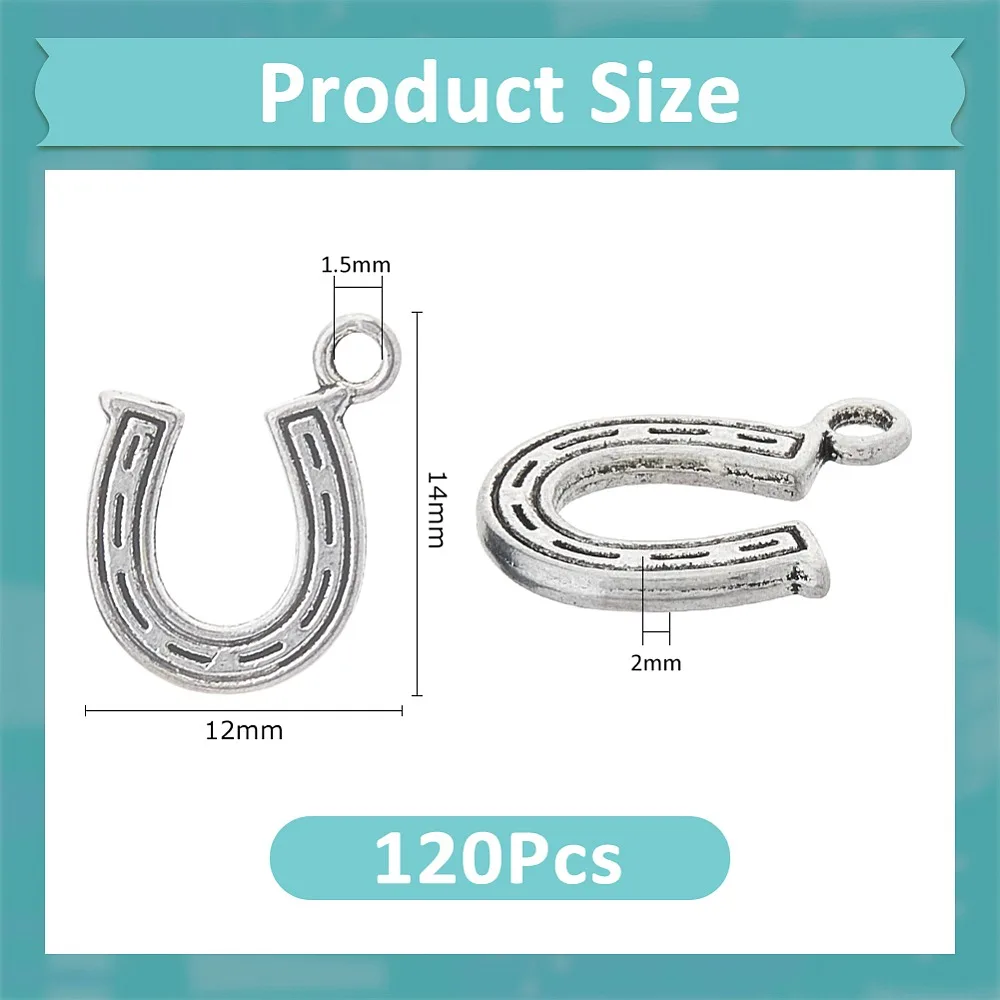 120Pcs Style Alloy Pendants Horseshoe Silver 14x12x2mm Hole: 1.5mm
120Pcs Style Alloy Pendants Horseshoe Silver 14x12x2mm Hole: 1.5mm