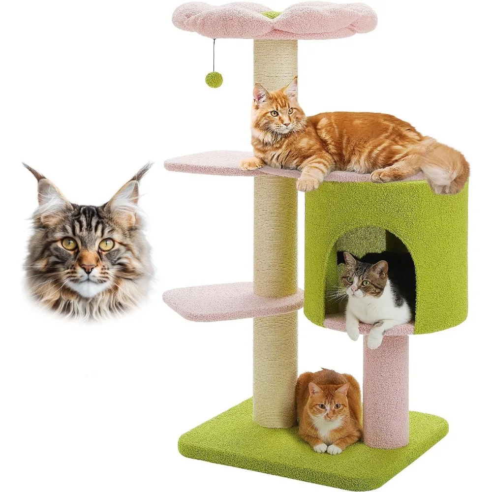 50" Pink Flower Cat Tree for Large Heavy Cats, Maine Coon Cat Tower with Extra Thick Scratching Posts (φ4.3in), Spacious Cat Con
50" Pink Flower Cat Tree for Large Heavy Cats, Maine Coon Cat Tower with Extra Thick Scratching Posts (φ4.3in), Spacious Cat Con