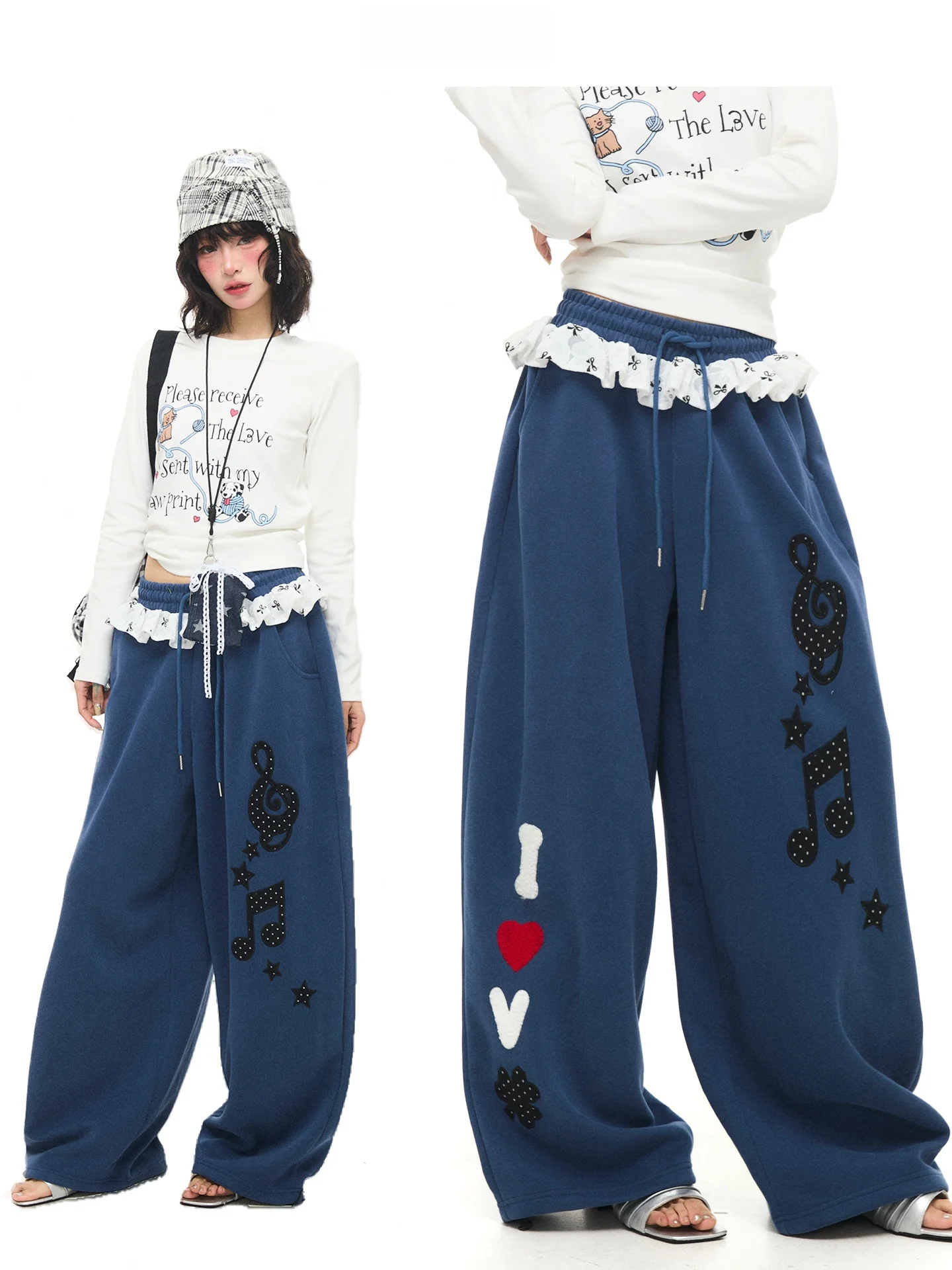 Astrsk Korean Style Lace Heart Letter Embroidery Sports Sweatpants Women Spring Loose Lazy Casual Long Trousers
Astrsk Korean Style Lace Heart Letter Embroidery Sports Sweatpants Women Spring Loose Lazy Casual Long Trousers