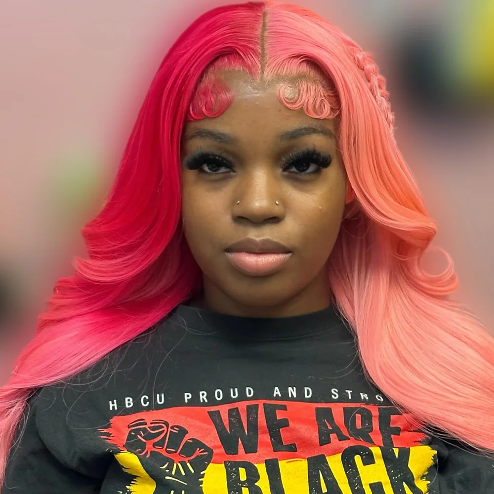 13X6 HD Transparent Light Pink Lace Front Wig Two Tone Colored Pre Plucked Light Red 13X4 Lace Frontal Wigs For Women Human Hair
13X6 HD Transparent Light Pink Lace Front Wig Two Tone Colored Pre Plucked Light Red 13X4 Lace Frontal Wigs For Women Human Hair