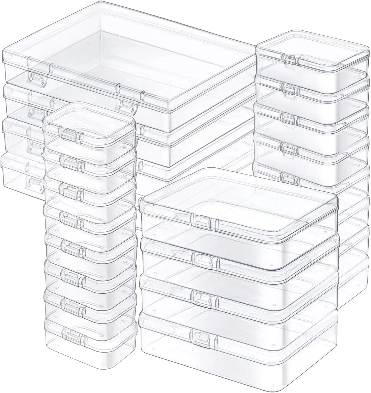24 Pack Mixed Sizes Mini Plastic Storage Boxes with Lids, Clear Containers for Beads, Jewelry, Craft, and Small Items
24 Pack Mixed Sizes Mini Plastic Storage Boxes with Lids, Clear Containers for Beads, Jewelry, Craft, and Small Items