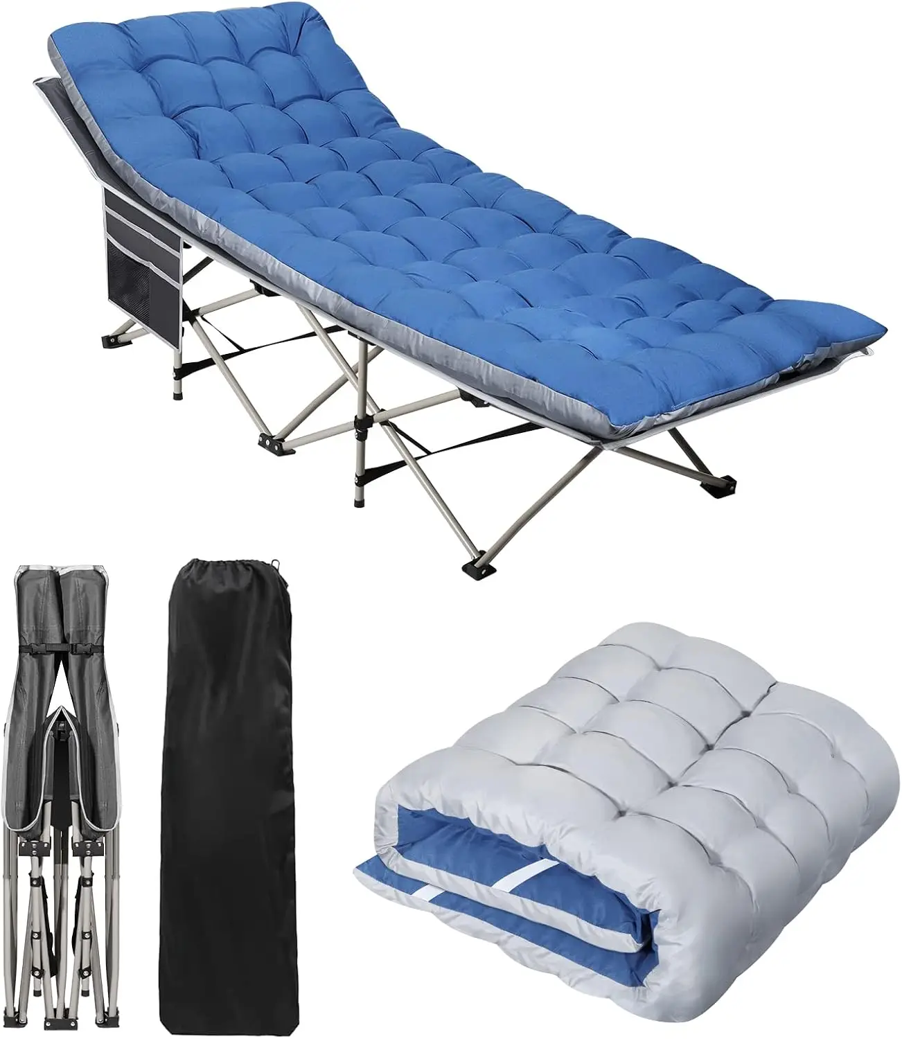 Portable Camping Cot with Mattress - Heavy Duty Folding Bed for Outdoor, Beach, Office - Max Load 300 LBS
Portable Camping Cot with Mattress - Heavy Duty Folding Bed for Outdoor, Beach, Office - Max Load 300 LBS