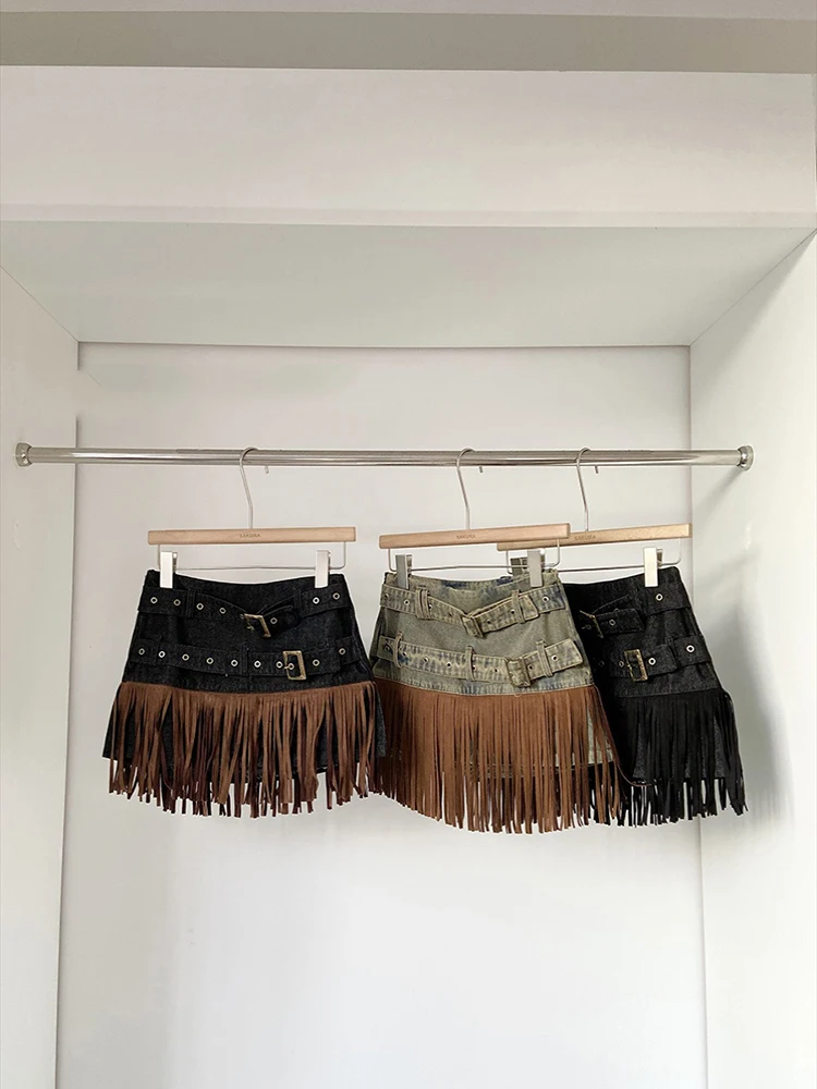 Spring New Tassel Denim Skirt Women's Design Sense American Retro Temperament Slim Fringed Skirt Mini Faldas De Mujer 2025
Spring New Tassel Denim Skirt Women's Design Sense American Retro Temperament Slim Fringed Skirt Mini Faldas De Mujer 2025