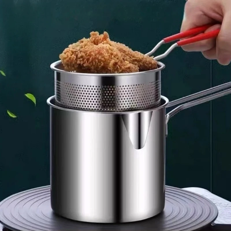 Фритюрница из нержавеющей стали 304 с корзиной для картофеля фри, жареной курицы, маленькая фритюрница, для газовых и индукционных плит
Фритюрница из нержавеющей стали 304 с корзиной для картофеля фри, жареной курицы, маленькая фритюрница, для газовых и индукционных плит