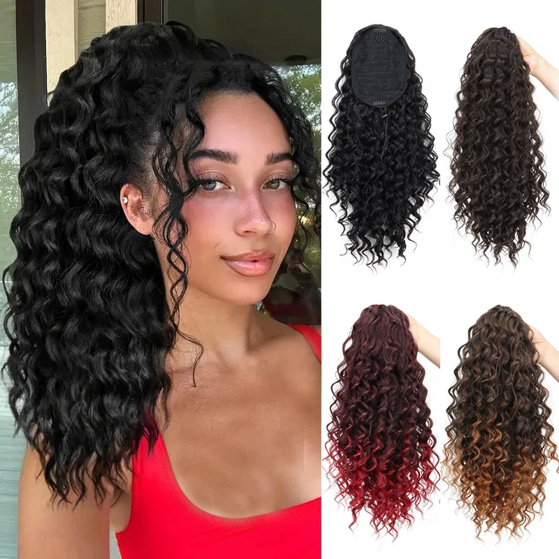 Женский длинный синтетический хвост на шнурке с глубокой волной, пышный афро-кудрявый вьющийся, простой зажим, добавляет объем и длина
Женский длинный синтетический хвост на шнурке с глубокой волной, пышный афро-кудрявый вьющийся, простой зажим, добавляет объем и длина