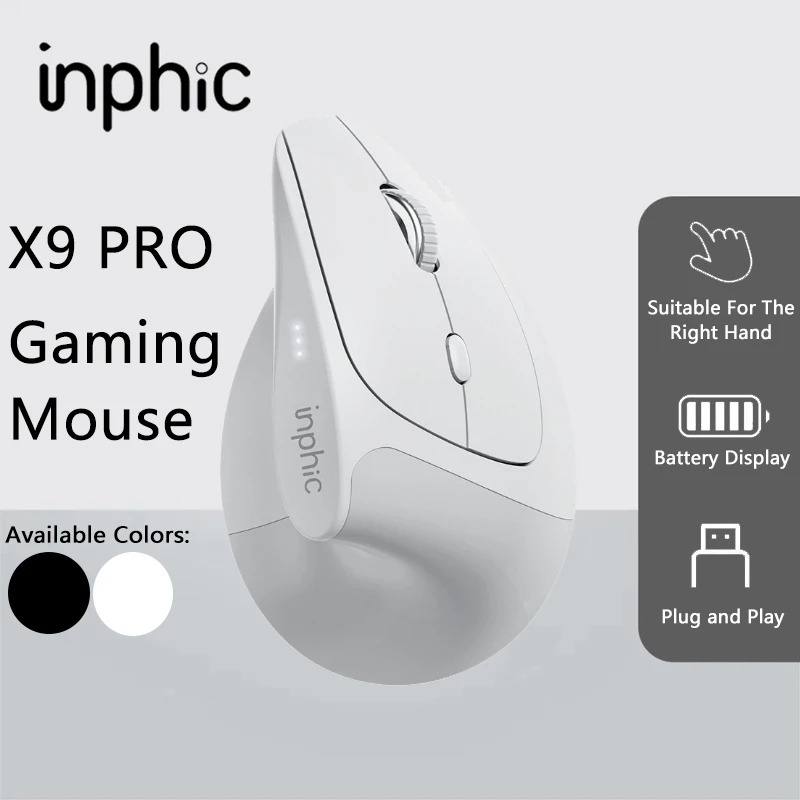 INPHIC X9 PRO Gaming Wireless Mouse Battery Level Display Bluetooth Vertical Office Mouse Desktop Laptop Suitable
INPHIC X9 PRO Gaming Wireless Mouse Battery Level Display Bluetooth Vertical Office Mouse Desktop Laptop Suitable