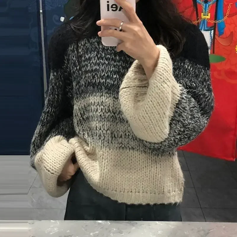 2024 New Women Autumn Winter Korean Gradient Thick Sweater Tops Female Long Sleeve Loose Jumpers Ladies O-neck Knitted Tops U120
2024 New Women Autumn Winter Korean Gradient Thick Sweater Tops Female Long Sleeve Loose Jumpers Ladies O-neck Knitted Tops U120