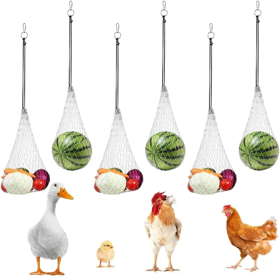 6 Pack Hanging Chicken Feeder with Hooks, Adjustable Vegetable Fruit Holder, Chicken Coop Toys as Boredom Busters for Hens Ducks
6 Pack Hanging Chicken Feeder with Hooks, Adjustable Vegetable Fruit Holder, Chicken Coop Toys as Boredom Busters for Hens Ducks