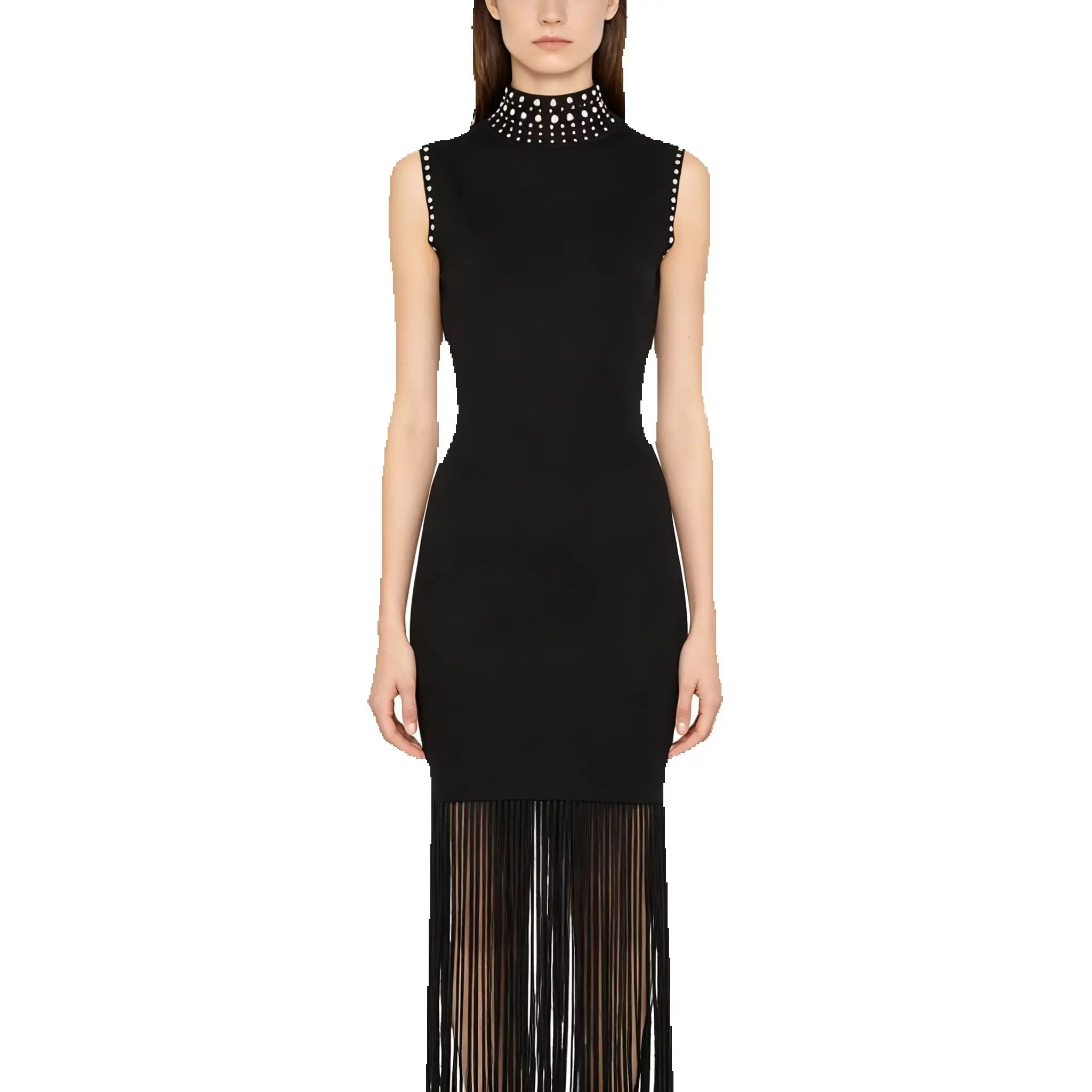 High Quality Spring Summer New Rhinestone Half High Collar Dress Women Waist Cinching Slimming Tassel Knitted Dress
High Quality Spring Summer New Rhinestone Half High Collar Dress Women Waist Cinching Slimming Tassel Knitted Dress