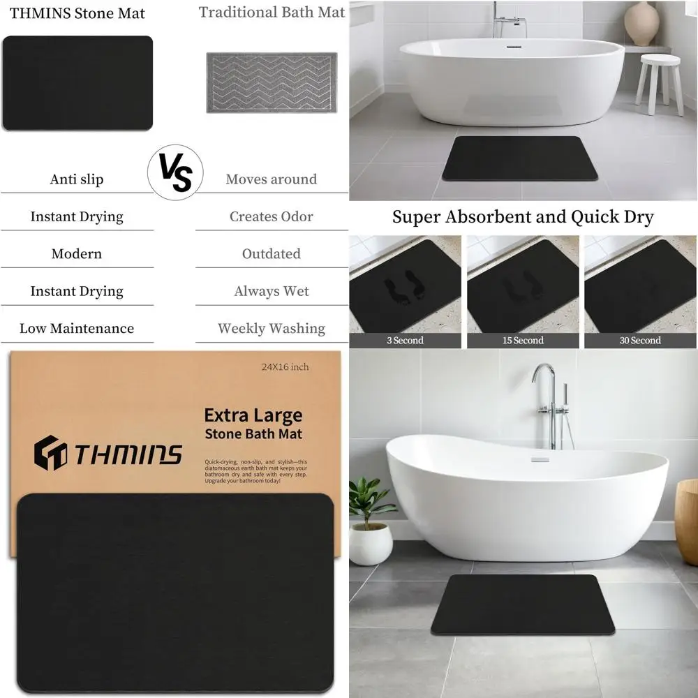 24x16 Anti-Slip Diatomaceous Earth Bath Mat - Super Absorbent, Quick Drying for Bathroom & Kitchen, Easy to Clean
24x16 Anti-Slip Diatomaceous Earth Bath Mat - Super Absorbent, Quick Drying for Bathroom & Kitchen, Easy to Clean