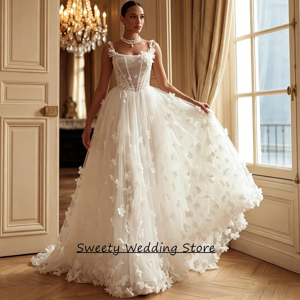 Romantic Flowers Wedding Dress Customized Spaghetti Straps Scoop Neck See Through A Line Glitter Bridal Gown Sweep Train
Romantic Flowers Wedding Dress Customized Spaghetti Straps Scoop Neck See Through A Line Glitter Bridal Gown Sweep Train