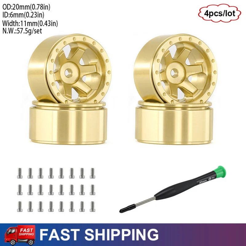 4PCS 0.7" Brass RC Crawler Beadlock Wheel Rims Hubs for 1/30 Axial SCX30 Ford Bronco Jeep Wrangler K10 Upgrade Parts
4PCS 0.7" Brass RC Crawler Beadlock Wheel Rims Hubs for 1/30 Axial SCX30 Ford Bronco Jeep Wrangler K10 Upgrade Parts