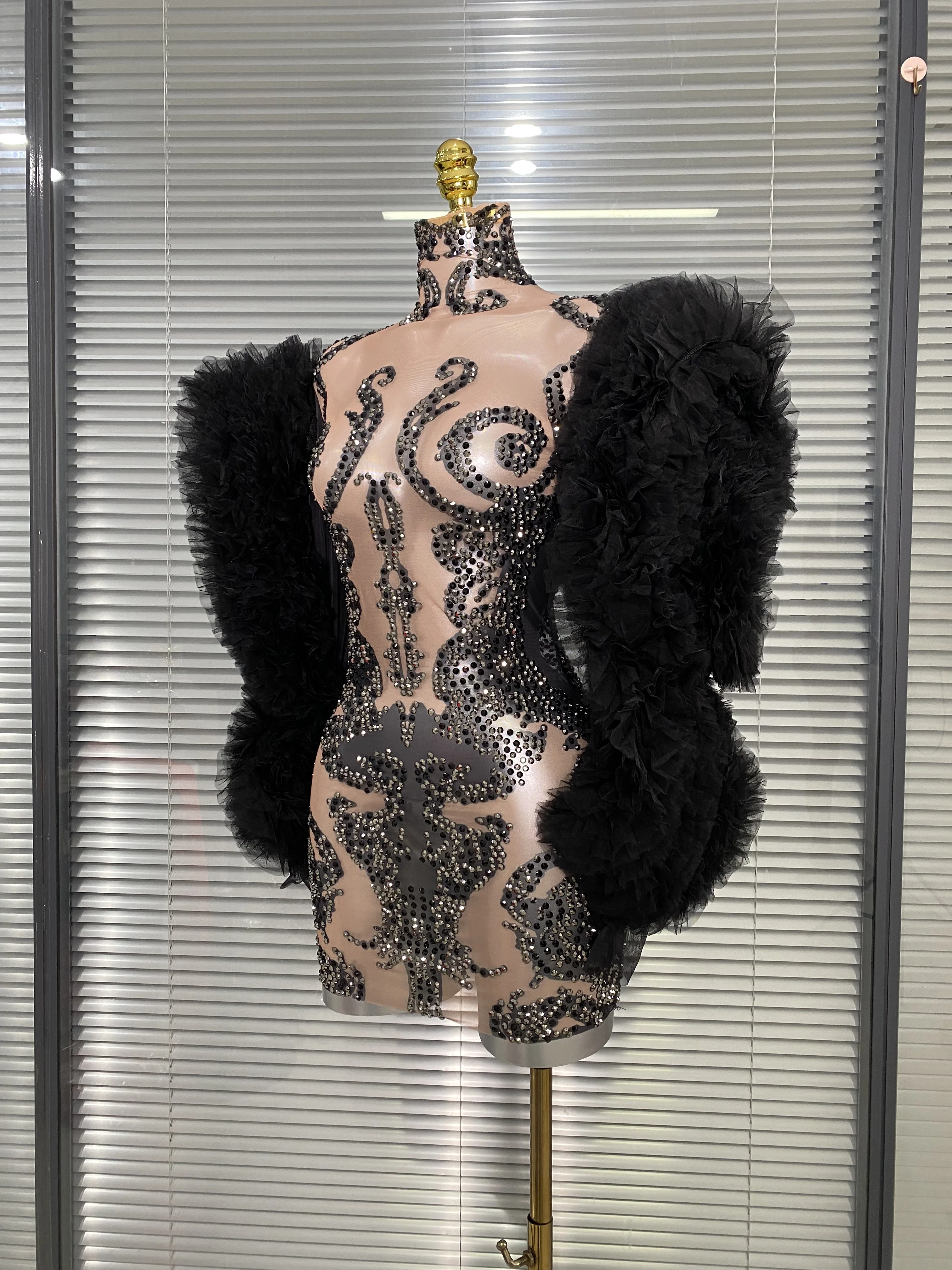 Women Sexy Mesh Nude Stretchy Long Sleeve Night Club See Through Black Singer Dancer tage Costume Mini Party Dress
Women Sexy Mesh Nude Stretchy Long Sleeve Night Club See Through Black Singer Dancer tage Costume Mini Party Dress