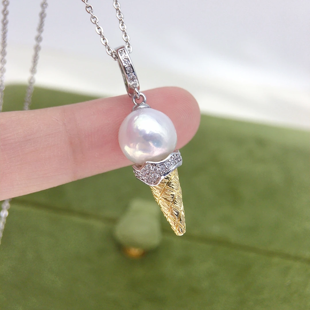 ZHBORUINI Freshwater Pearl Baroque Pendant Necklace 10-11mm Ice Cream Cone Inlaid With Zircon Universal Buckle Jewelry Gift
ZHBORUINI Freshwater Pearl Baroque Pendant Necklace 10-11mm Ice Cream Cone Inlaid With Zircon Universal Buckle Jewelry Gift