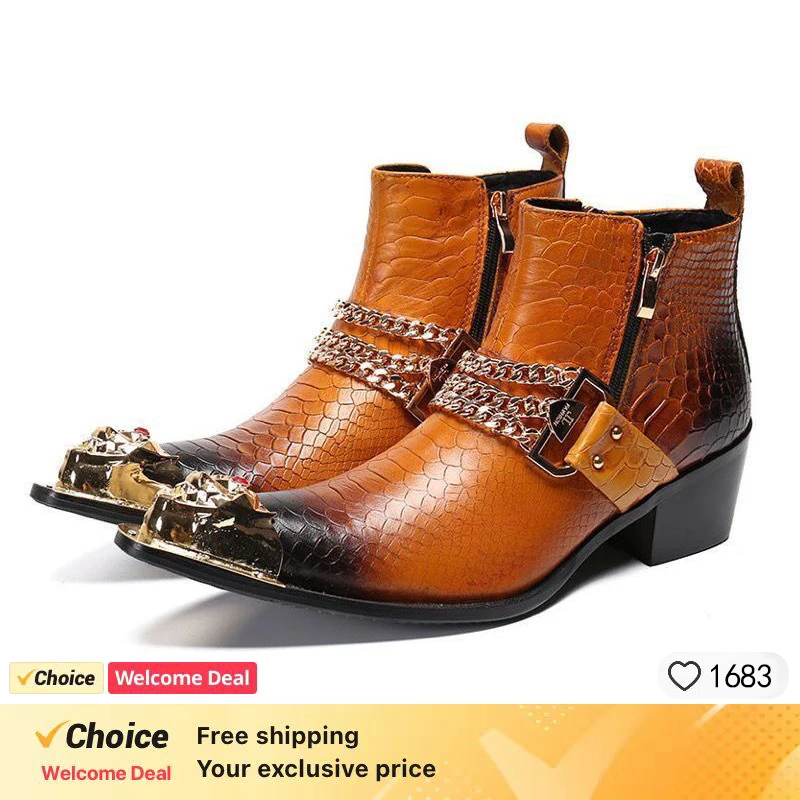 Ankle Boots for motorcyclist man Genuine Leather Mens Chelsea Crocodile pattern Fashion luxury designer cowboy boots Plus Size
Ankle Boots for motorcyclist man Genuine Leather Mens Chelsea Crocodile pattern Fashion luxury designer cowboy boots Plus Size