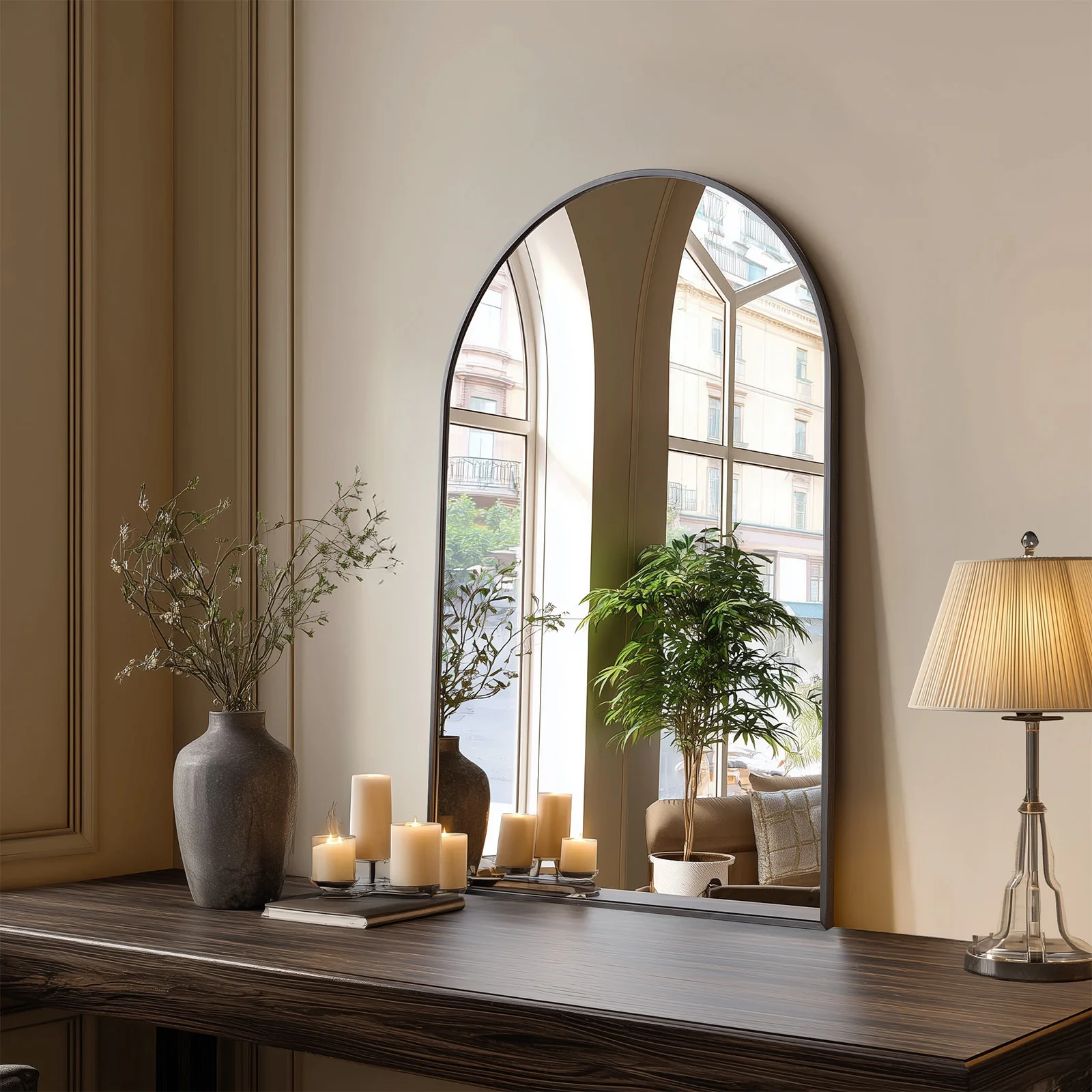 JHK Elegant Arched Bathroom Mirror, 22x 30/ 24x36/ 26x38 In Wall-mounted Vanity Makeup Mirror with Metal Frame, for Bedroom, Entryway, Living Room, Gold/Black
JHK Elegant Arched Bathroom Mirror, 22x 30/ 24x36/ 26x38 In Wall-mounted Vanity Makeup Mirror with Metal Frame, for Bedroom, Entryway, Living Room, Gold/Black