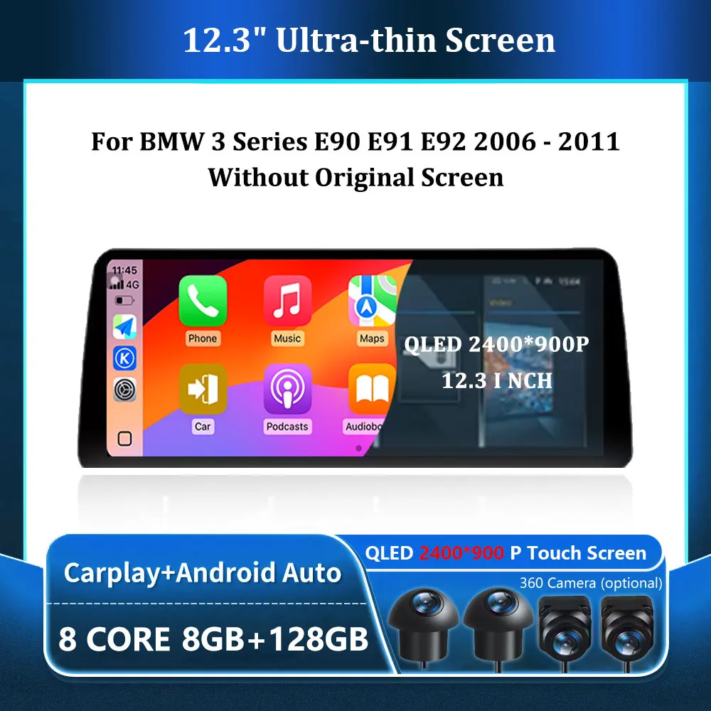 4G for BMW 3 Series E90 E91 E92 2006-2011 Without Original Screen Car Radio Multimedia Player GPS Navigation Ultra-thin Screen
4G for BMW 3 Series E90 E91 E92 2006-2011 Without Original Screen Car Radio Multimedia Player GPS Navigation Ultra-thin Screen