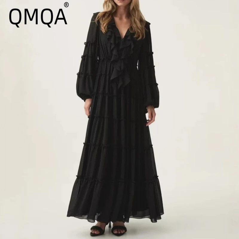 QMQA Модные женские однотонные длинные платья с открытой спиной и v-образным вырезом, рукавами-фонариками, высокой талией, элегантное женское платье на шнуровке 1A919
QMQA Модные женские однотонные длинные платья с открытой спиной и v-образным вырезом, рукавами-фонариками, высокой талией, элегантное женское платье на шнуровке 1A919