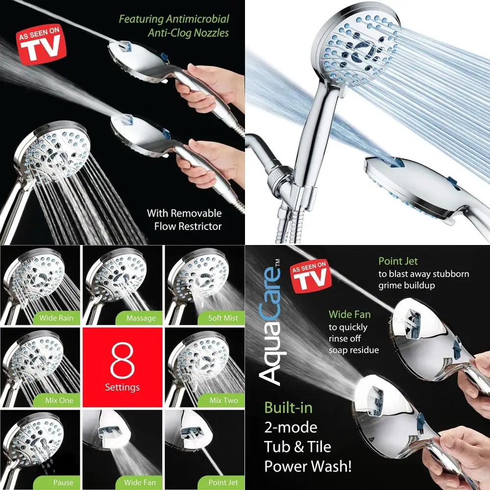 Ручной душ высокого давления AquaCare 8-e с насадками с защитой от засорения, силовой промывкой, шлангом из нержавеющей стали длиной 6 футов, настенными и кронштейнами
Ручной душ высокого давления AquaCare 8-e с насадками с защитой от засорения, силовой промывкой, шлангом из нержавеющей стали длиной 6 футов, настенными и кронштейнами