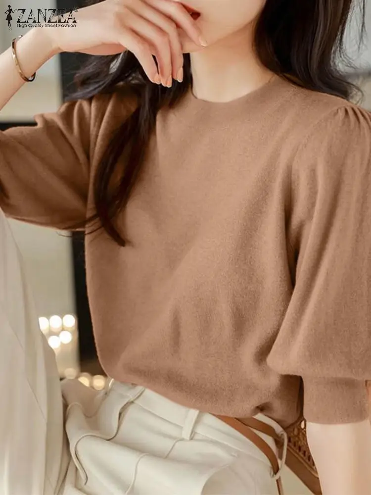 ZANZEA Summer Fashion Women Blouse O Neck Short Sleeve Knitted Shirt Female Elegant Solid Work OL Tops Casual Loose Chemise 2024
ZANZEA Summer Fashion Women Blouse O Neck Short Sleeve Knitted Shirt Female Elegant Solid Work OL Tops Casual Loose Chemise 2024