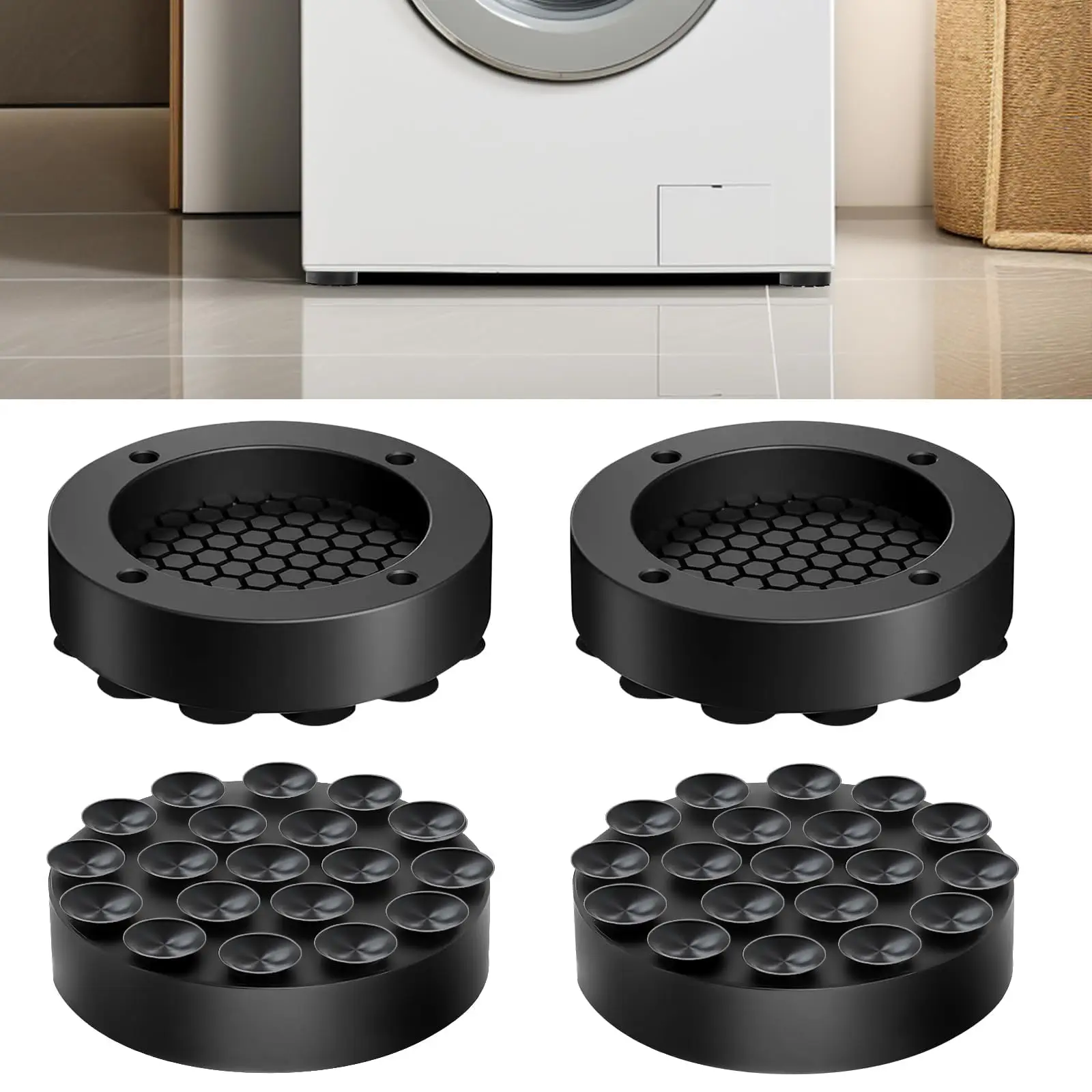 Vibration Damper Washing Machine, Pack of 4 Washing Machine Underlay, Universal Anti Vibration Damper, Rubber Anti-Vibration Mat
Vibration Damper Washing Machine, Pack of 4 Washing Machine Underlay, Universal Anti Vibration Damper, Rubber Anti-Vibration Mat