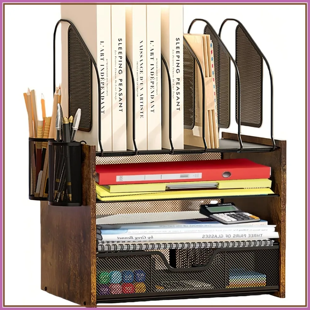 Wood Desk Organizer -4-Tier Desktop File Organizer with Drawer,Wooden Paper Tray&Vertical File Holders for Papers,Mail,Notebooks
Wood Desk Organizer -4-Tier Desktop File Organizer with Drawer,Wooden Paper Tray&Vertical File Holders for Papers,Mail,Notebooks