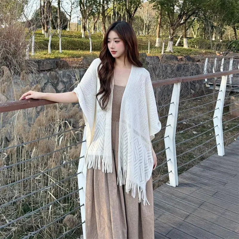 Lightweight Hollow out Tassel Shawl in Beige for Spring Summer Fashionable Versatile Accessory to Match Or Cardigan
Lightweight Hollow out Tassel Shawl in Beige for Spring Summer Fashionable Versatile Accessory to Match Or Cardigan