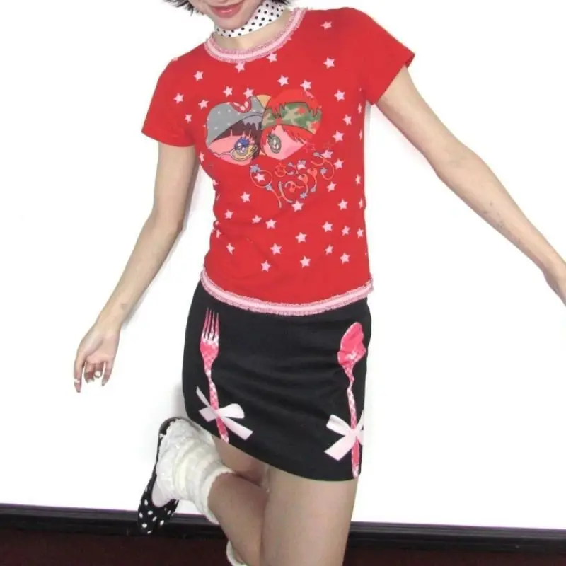 Deeptown Y2K Vintage Print Skirt Women Japanese Style H-Line Mid-Calf Length Breathable PVC Fabric with Embroidery Detail
Deeptown Y2K Vintage Print Skirt Women Japanese Style H-Line Mid-Calf Length Breathable PVC Fabric with Embroidery Detail