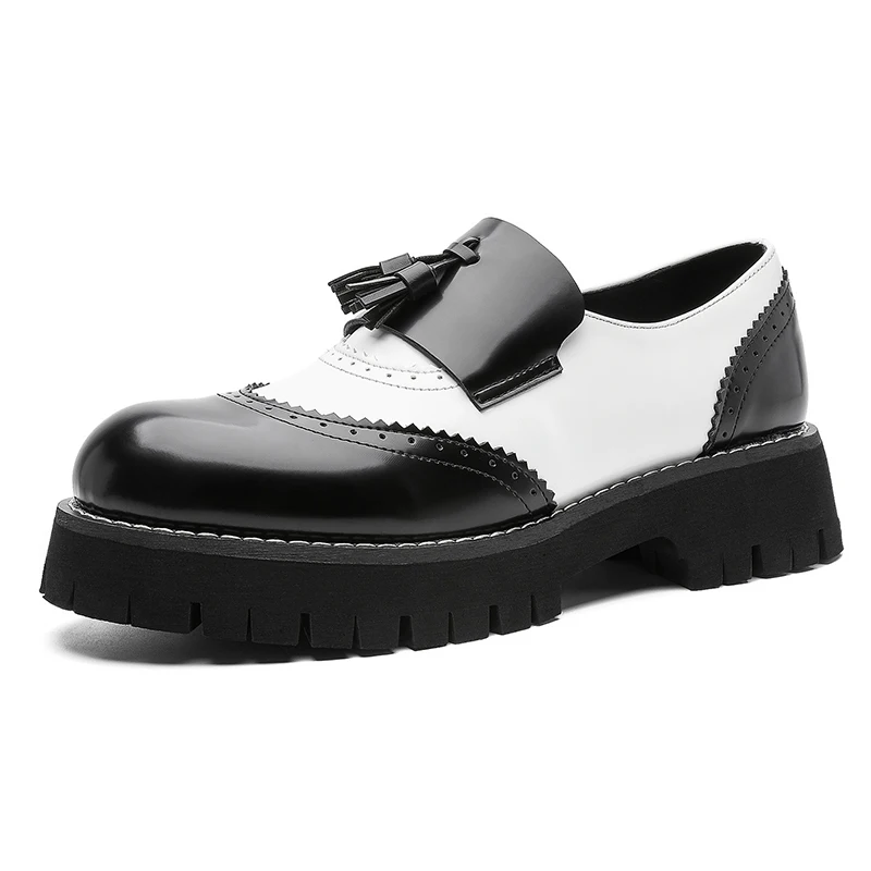 Korean style men's fashion party prom natural leather tassels shoes slip-on lazy shoe carving brogue loafers platform footwear
Korean style men's fashion party prom natural leather tassels shoes slip-on lazy shoe carving brogue loafers platform footwear