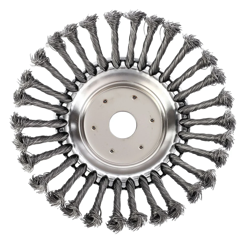 10 Inch Twist Knot Steel Wire Wheel Brush Disc Weed Brush Cutter Head Grass Trimmer Heads Derusting Weeding Wheel Cutter Tool 
10 Inch Twist Knot Steel Wire Wheel Brush Disc Weed Brush Cutter Head Grass Trimmer Heads Derusting Weeding Wheel Cutter Tool
