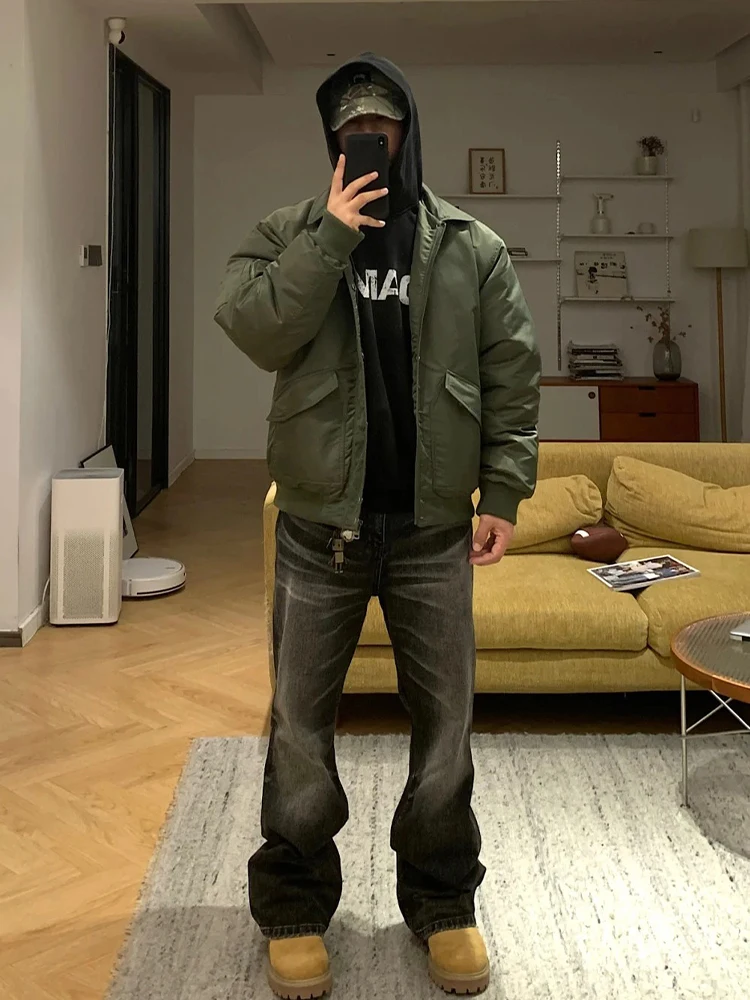 Thiened Cotton Pilot Jaet Men's Workwear Military een Baseball Sle Autumn Winter Outerwear Warm Flap Closure Coat
Thiened Cotton Pilot Jaet Men's Workwear Military een Baseball Sle Autumn Winter Outerwear Warm Flap Closure Coat