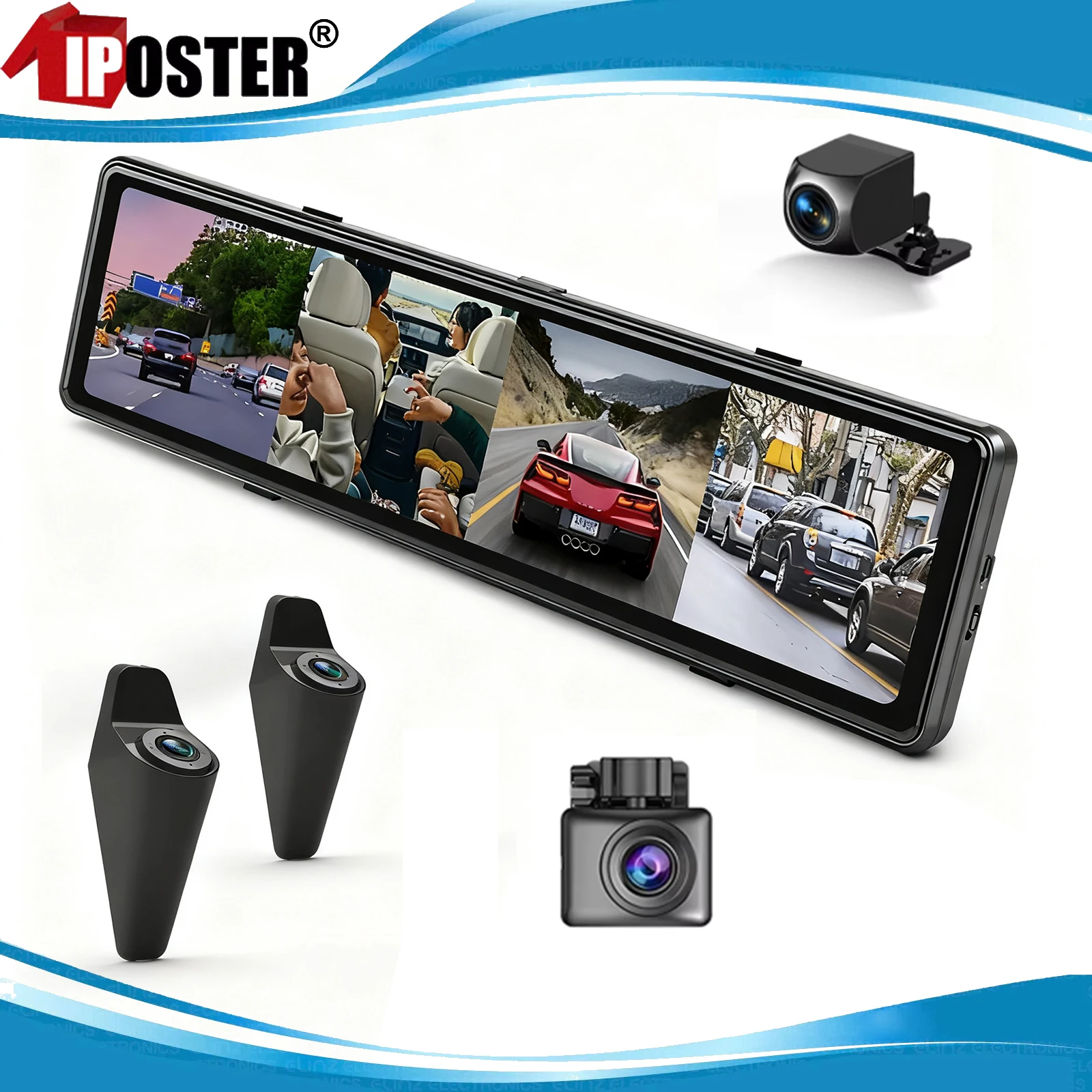 iPoster 12 Inch Touch Screen 4 Channel 1080P Car Camera Recorder 360 View Dash Cam GPS WiFi Remote Phone Live Video View
iPoster 12 Inch Touch Screen 4 Channel 1080P Car Camera Recorder 360 View Dash Cam GPS WiFi Remote Phone Live Video View