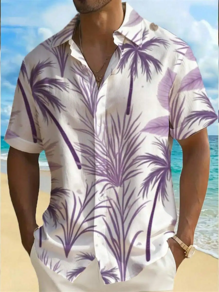 Mens Purple Palm Print Casual Short Sleeve Shirt Beach Holiday
Mens Purple Palm Print Casual Short Sleeve Shirt Beach Holiday