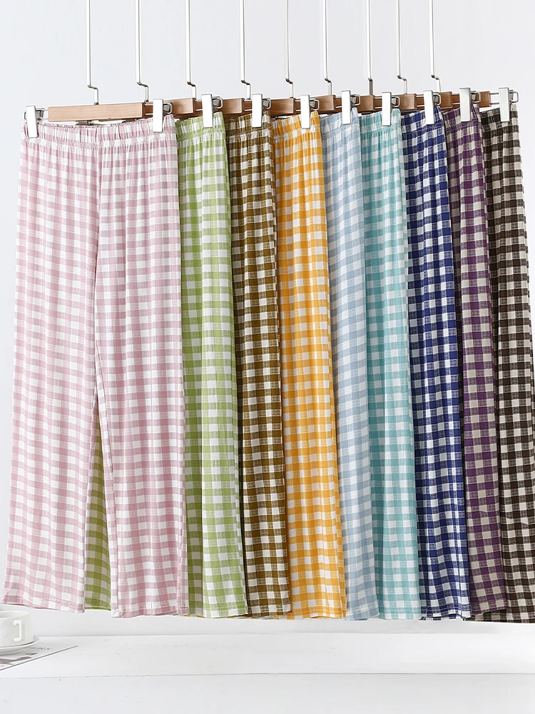 Универсальные повседневные брюки из модала для женщин, летняя одежда для улицы, свободные тонкие домашние брюки в клетку, широкие брюки большого размера
Универсальные повседневные брюки из модала для женщин, летняя одежда для улицы, свободные тонкие домашние брюки в клетку, широкие брюки большого размера