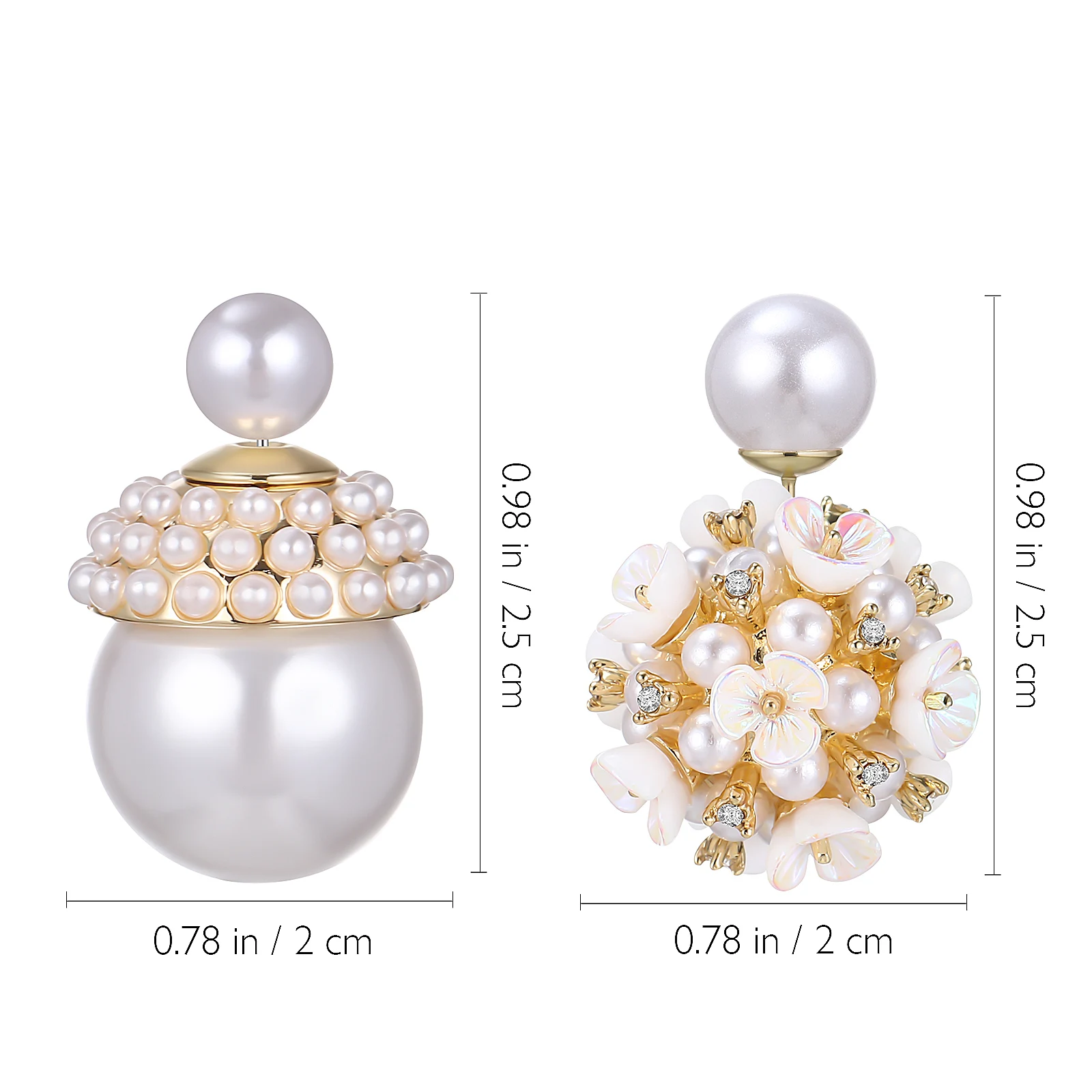 Earrings Studs Elegant Flower Zirconia Pearl Earrings Classic Design Double Sided Gold Color
Earrings Studs Elegant Flower Zirconia Pearl Earrings Classic Design Double Sided Gold Color