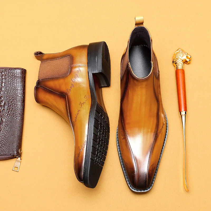 Мужские черные ботильоны из натуральной кожи, роскошные винтажные непромокаемые высокие уличные черные туфли для мальчиков, мужские ковбойские туфли
Мужские черные ботильоны из натуральной кожи, роскошные винтажные непромокаемые высокие уличные черные туфли для мальчиков, мужские ковбойские туфли