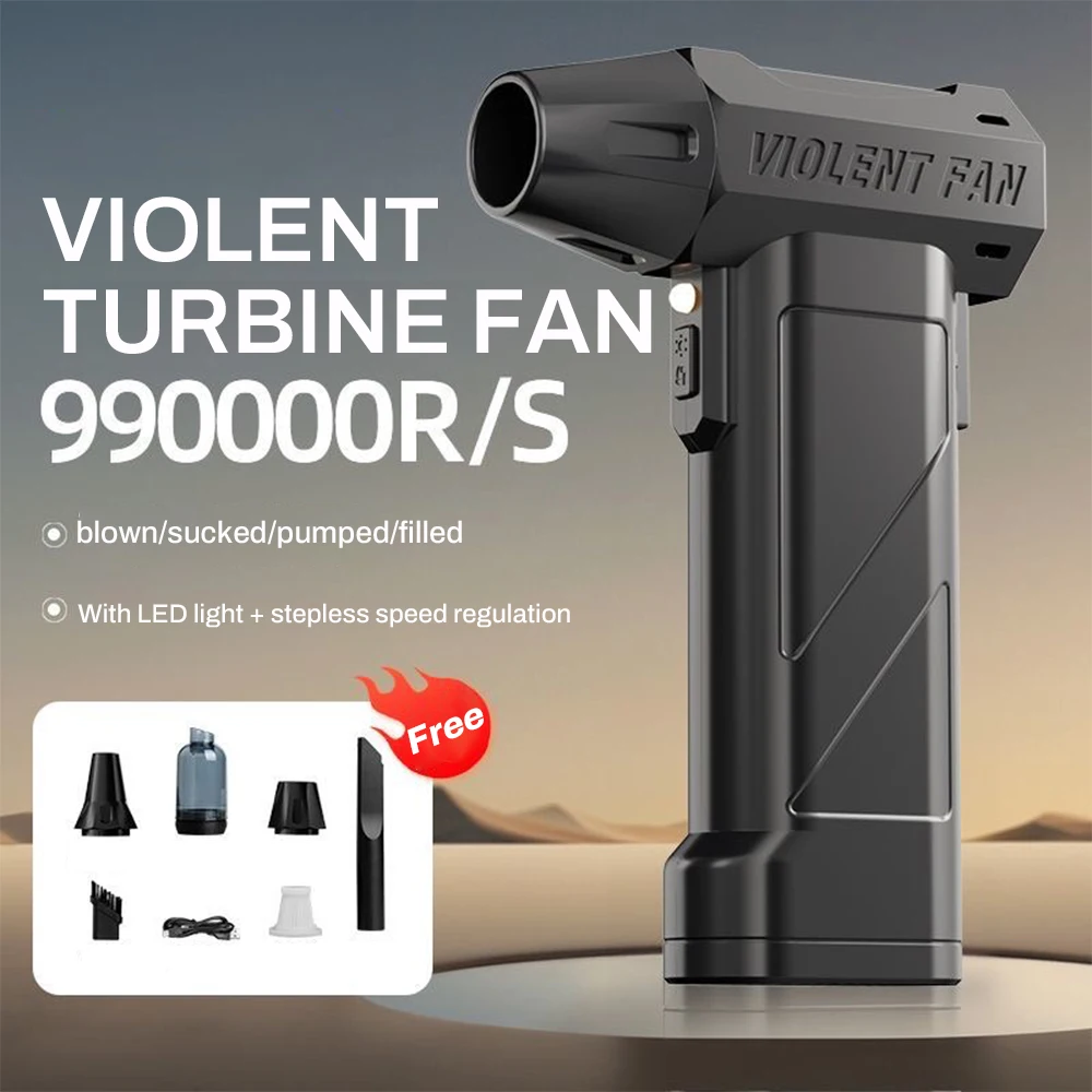 Powerful Jet Blower 990000 RPM Brushless Motor Dust Blower 10000mAh Battery Violent Turbo Fan Portable Car Vacuum Cleaner
Powerful Jet Blower 990000 RPM Brushless Motor Dust Blower 10000mAh Battery Violent Turbo Fan Portable Car Vacuum Cleaner