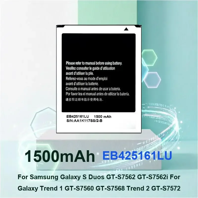 Battery For Samsung Galaxy s3 mini i8190 i699 Ace 2 i8160 S7562 S7562I S7568 i8190N S7560(M) S7580 i739 J1 MINI EB425161LU
Battery For Samsung Galaxy s3 mini i8190 i699 Ace 2 i8160 S7562 S7562I S7568 i8190N S7560(M) S7580 i739 J1 MINI EB425161LU