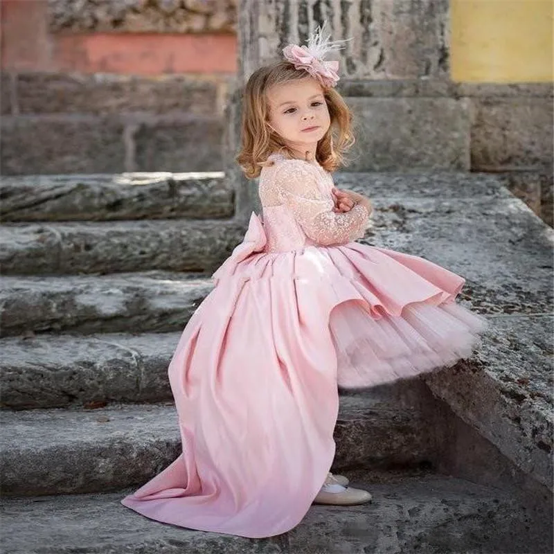 Cute Pink Flower Girls Dresses Long Sleeves Bow Lace First Communion Gown For Tulle Ball Gown Princess Birthday
Cute Pink Flower Girls Dresses Long Sleeves Bow Lace First Communion Gown For Tulle Ball Gown Princess Birthday