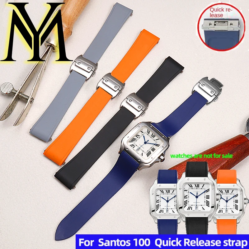 High quality Quick Release Fluoro Rubber Soft Watch band For Cartier Santos 100 rubber strap 21mmFold Buckle Men Bracelet
High quality Quick Release Fluoro Rubber Soft Watch band For Cartier Santos 100 rubber strap 21mmFold Buckle Men Bracelet