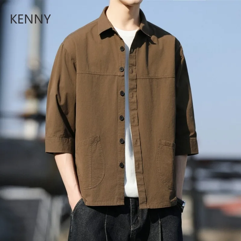 KENNY Summer 2025 New Lapel Three-quarter Sleeves Casual Fashion Social Men's Shirts Cotton Men's T-shirts Designer Clothes Tops
KENNY Summer 2025 New Lapel Three-quarter Sleeves Casual Fashion Social Men's Shirts Cotton Men's T-shirts Designer Clothes Tops