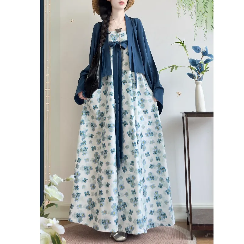 Women Tang Dynasty Inspired Outfit Elegant Cape Floral Slip Dress Casual Wear
Women Tang Dynasty Inspired Outfit Elegant Cape Floral Slip Dress Casual Wear