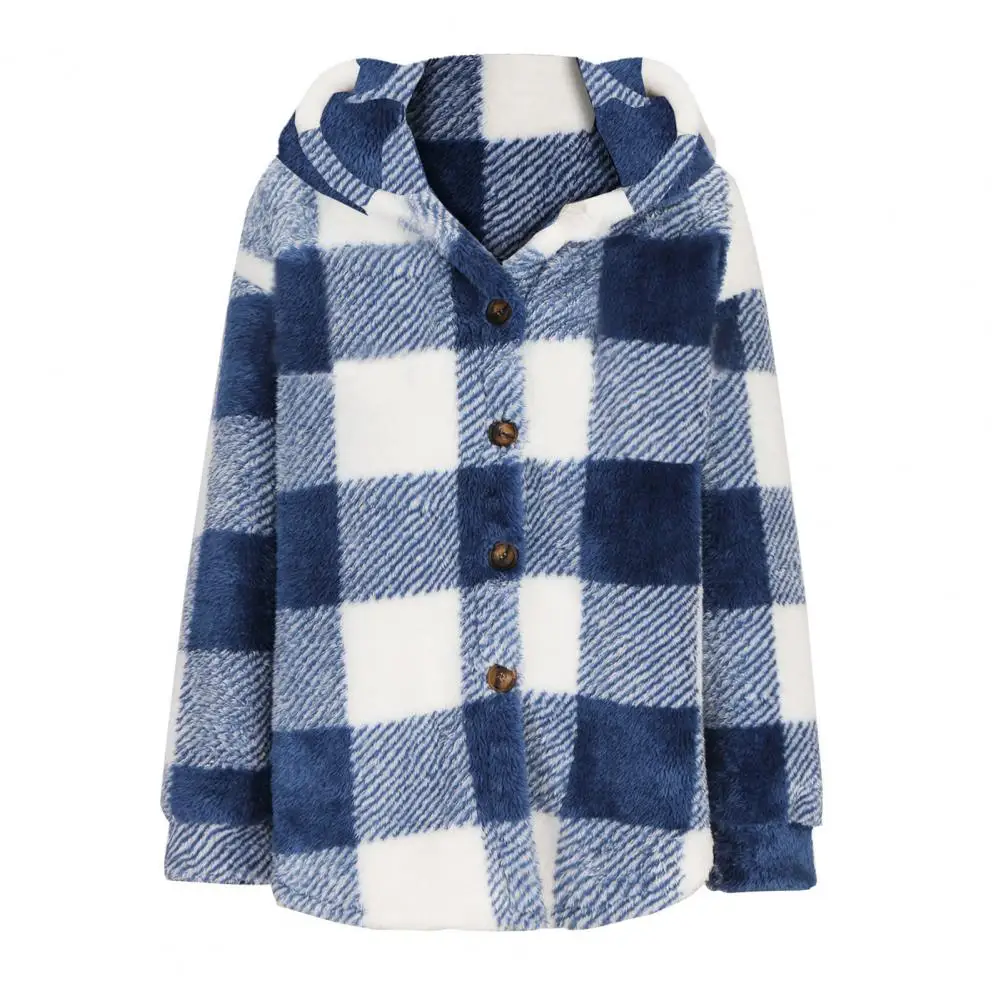 Front Placket Cardigan Plush Lined Flannel Winter Coat with Hooded Single-breasted Design Plaid Print for Women for Weather
Front Placket Cardigan Plush Lined Flannel Winter Coat with Hooded Single-breasted Design Plaid Print for Women for Weather