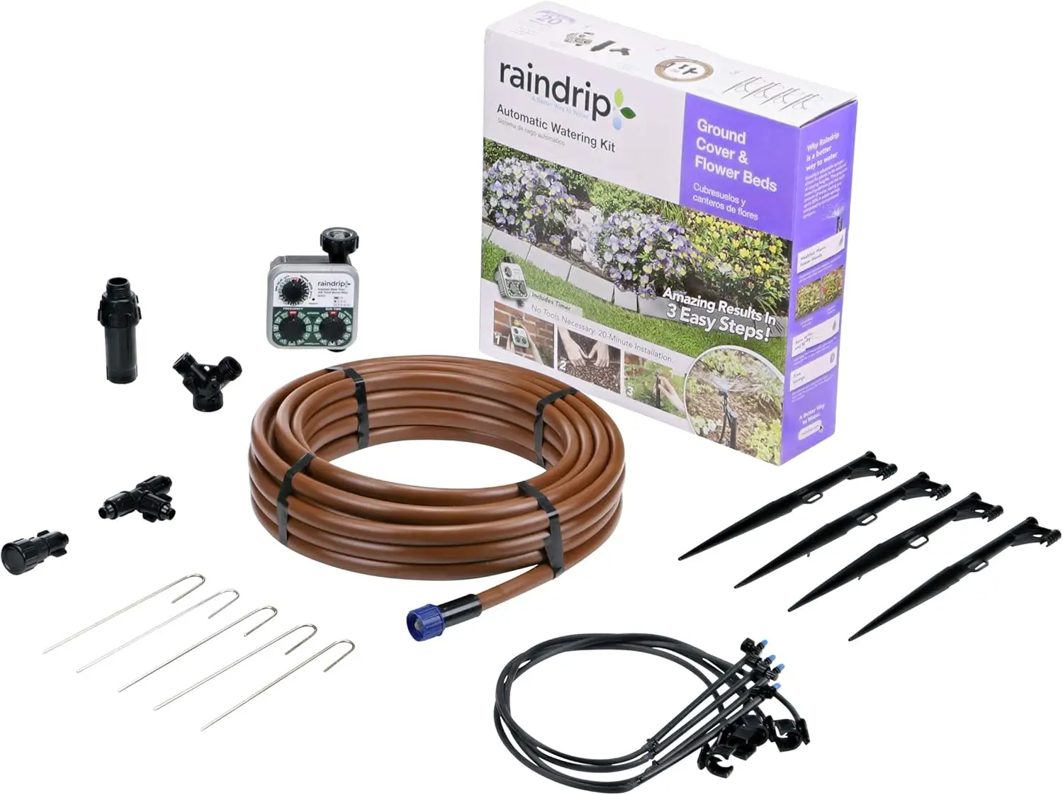 Automatic Drip Irrigation Kit with Timer for Flower Beds, Waters 200 sq ft, Customizable Settings
Automatic Drip Irrigation Kit with Timer for Flower Beds, Waters 200 sq ft, Customizable Settings
