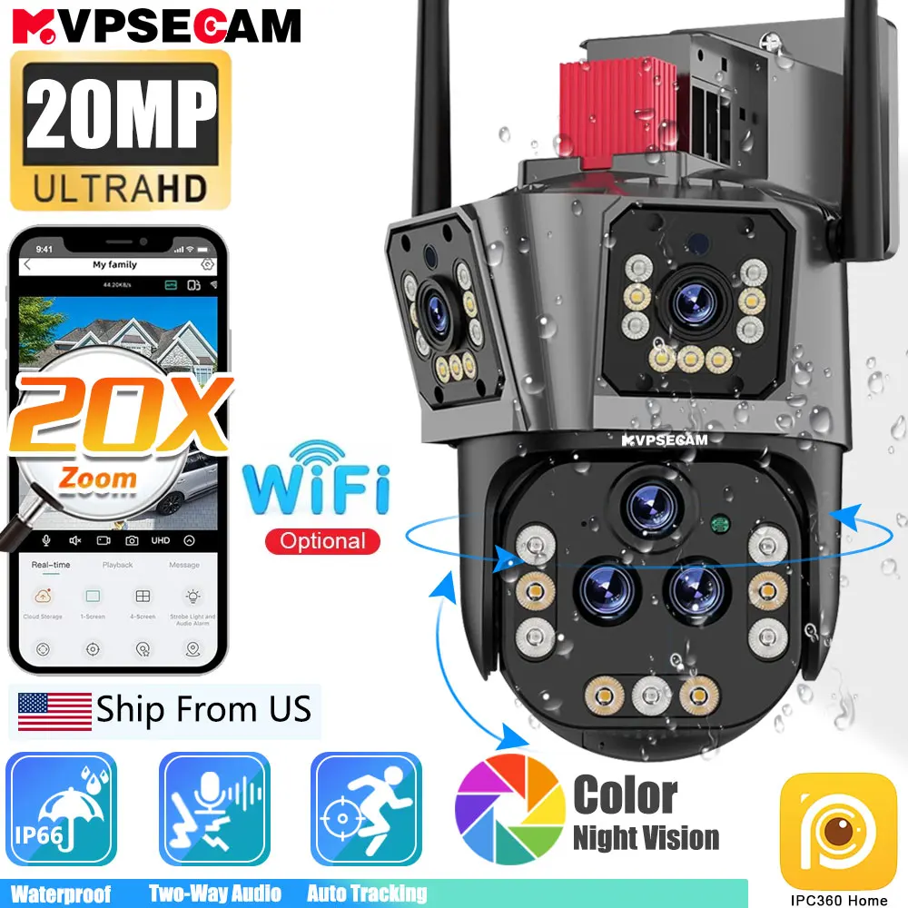 20MP 10K WiFi Camera Outdoor 20X Zoom 360° Surveillance Three Screen CCTV Security Protection 16MP Tracking Video Street Camera
20MP 10K WiFi Camera Outdoor 20X Zoom 360° Surveillance Three Screen CCTV Security Protection 16MP Tracking Video Street Camera