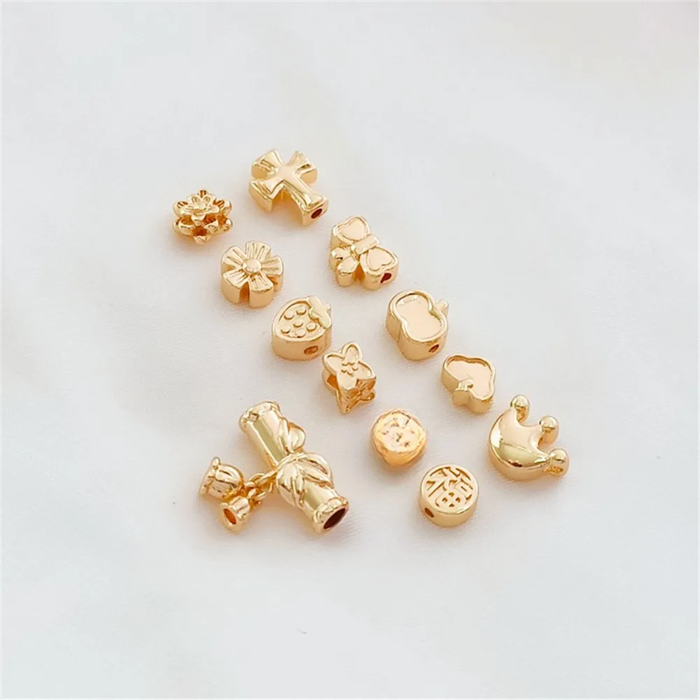 14K Copper-clad Gold Apple Strawberry Lotus Bell Bow Small Peach Blossom "Fu" Character Separated Beads Scattered Beads Accessor
14K Copper-clad Gold Apple Strawberry Lotus Bell Bow Small Peach Blossom "Fu" Character Separated Beads Scattered Beads Accessor