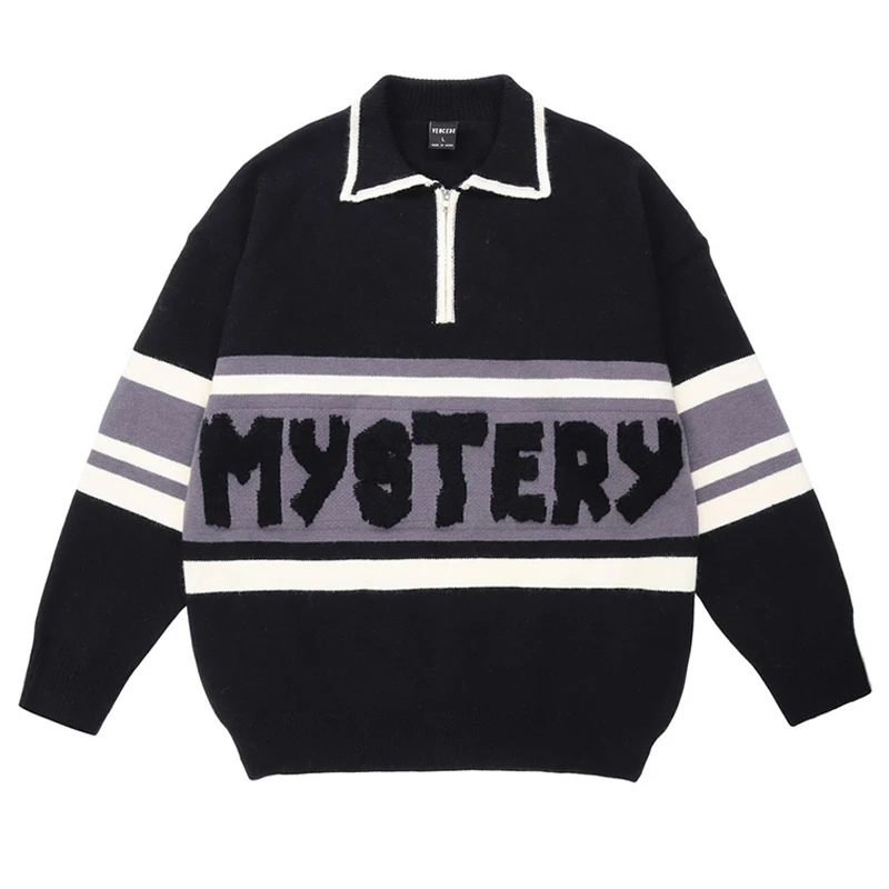 Colorblock Letter Embroidery Pullover Sweater Men Vintage Streetwear Lapel Half Zipper Knitted Sweater 2022 Korean Autumn Clothe
Colorblock Letter Embroidery Pullover Sweater Men Vintage Streetwear Lapel Half Zipper Knitted Sweater 2022 Korean Autumn Clothe