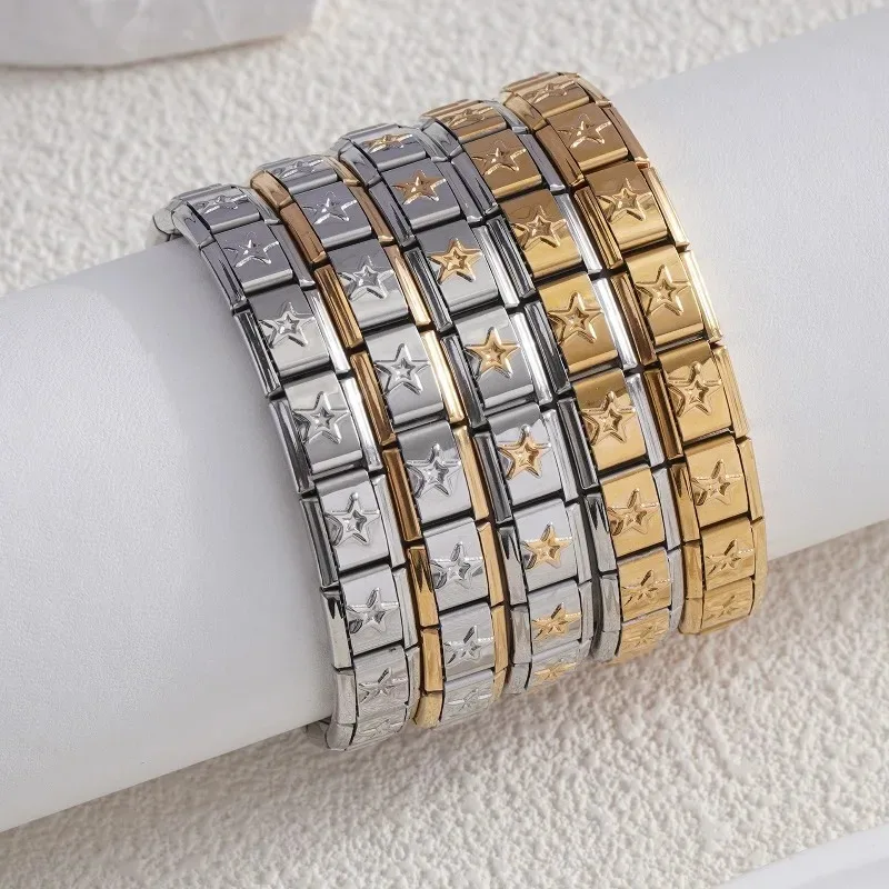 Stainless Steel Modular Elegant DIY Creative Charm Bracelet Fashion Accessory Hollow Elastic Pentagram Jewelry
Stainless Steel Modular Elegant DIY Creative Charm Bracelet Fashion Accessory Hollow Elastic Pentagram Jewelry