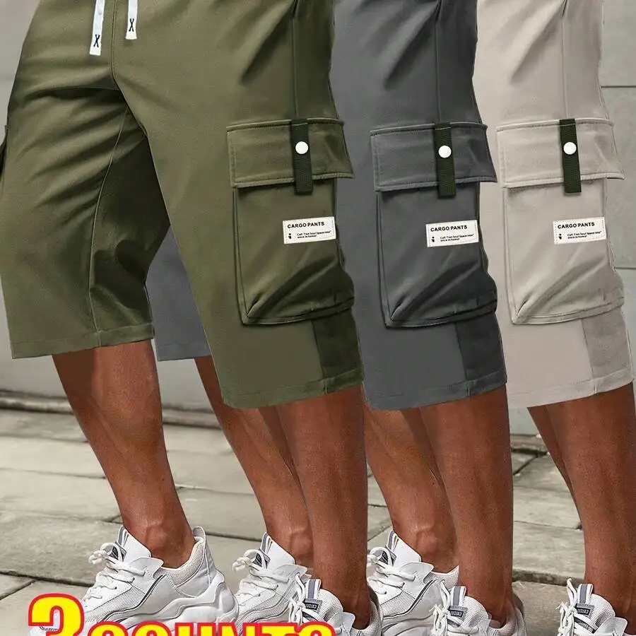 Mens Summer Cargo Shorts With Drawstring Waist Large Pockets Letter Patch 100% Polyester Casual Regular Fit
Mens Summer Cargo Shorts With Drawstring Waist Large Pockets Letter Patch 100% Polyester Casual Regular Fit
