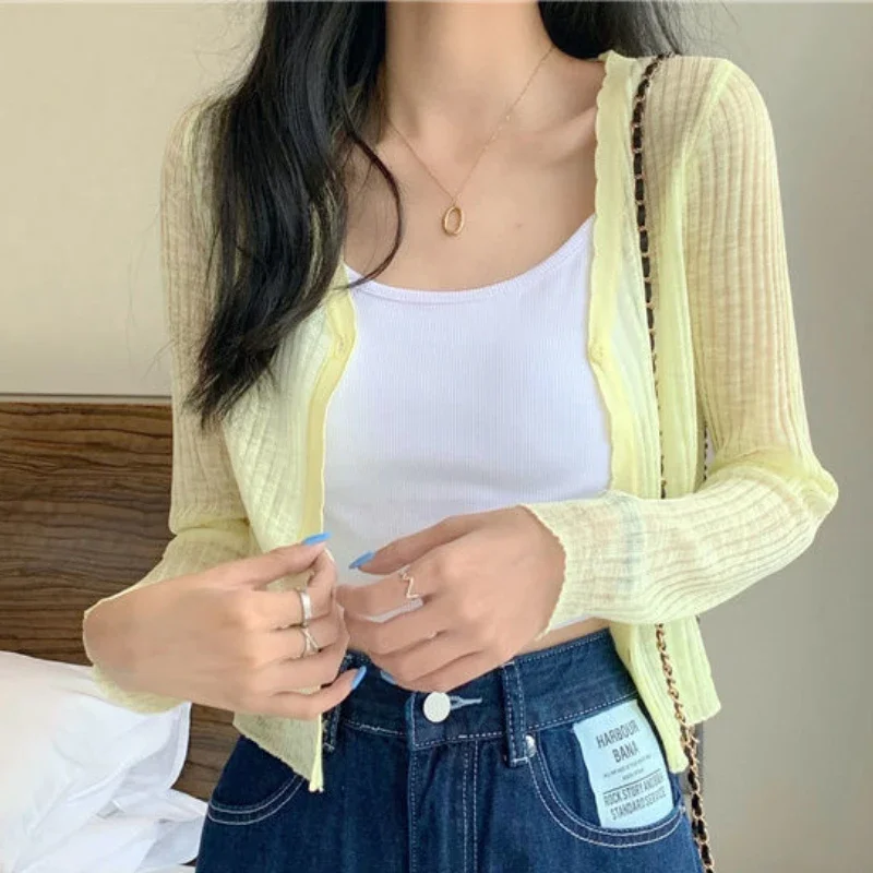 Sun Proof Jackets Women 7 Colors Sheer Elegant Holiday Summer Casual Harajuku Female Vintage All-match Streetwear Fashion Daily
Sun Proof Jackets Women 7 Colors Sheer Elegant Holiday Summer Casual Harajuku Female Vintage All-match Streetwear Fashion Daily